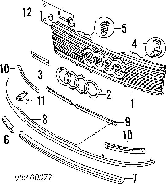 Grelha do radiador Audi 80 B4 8C2