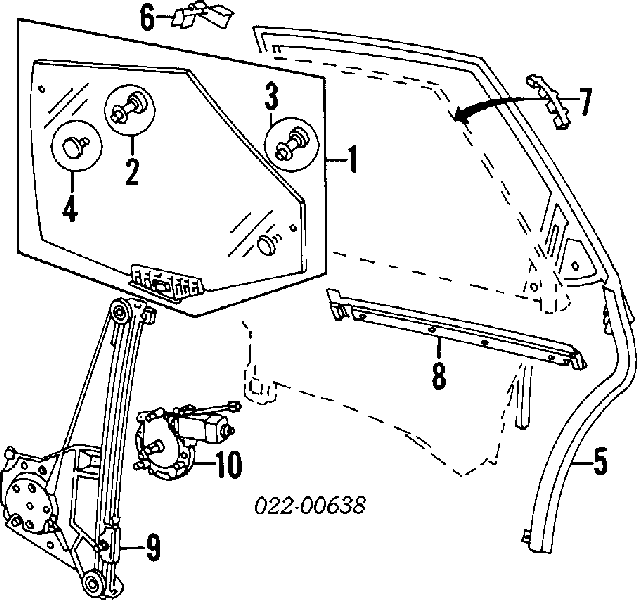 4A5845025A VAG Vidro da porta traseira esquerda