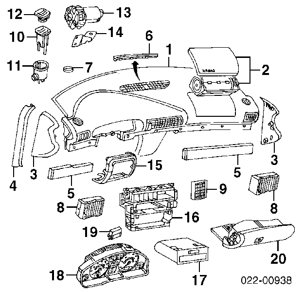 8D0907539 VAG Sensor de iluminação de salão