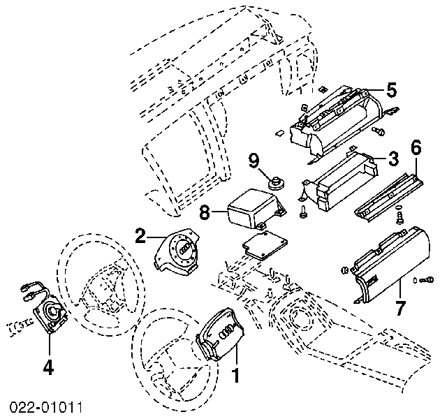 4D0951543B VAG Anel AIRBAG de contato, cabo plano do volante