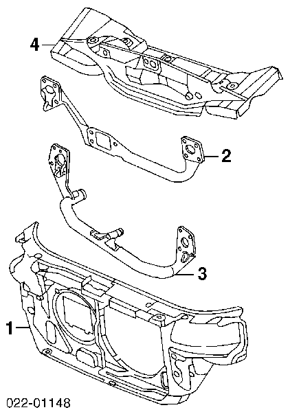 Suporte do radiador montado (painel de montagem de fixação das luzes) Audi A4 8D2