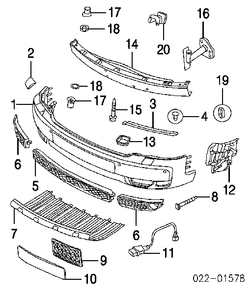 Reforçador do pára-choque dianteiro para Audi A6 Allroad C5 4BH