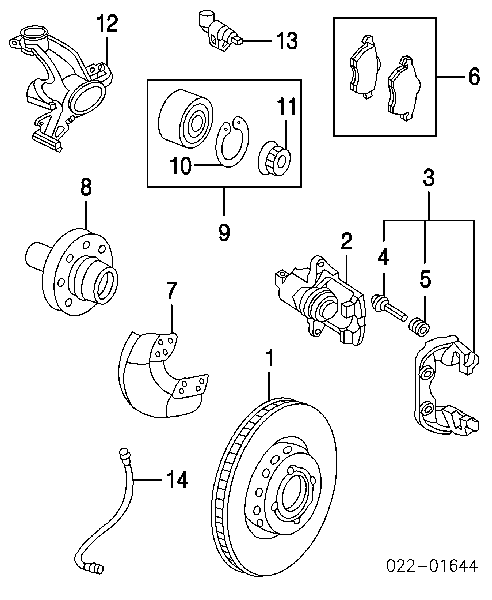MBE0002 Masuma Kit de reparação de suporte do freio dianteiro