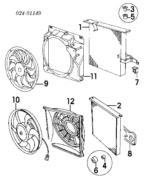 64508364093 BMW Difusor do radiador de aparelho de ar condicionado, montado com roda de aletas e o motor