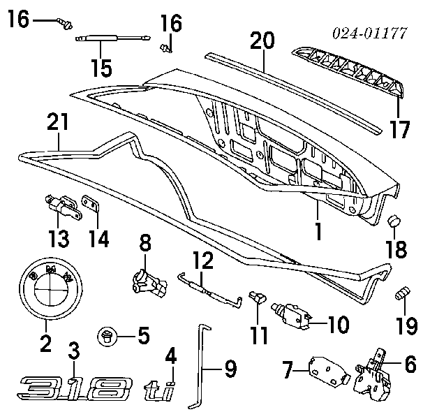 51248201784 BMW Fecho de tampa de porta-malas (de 3ª/5ª porta traseira)
