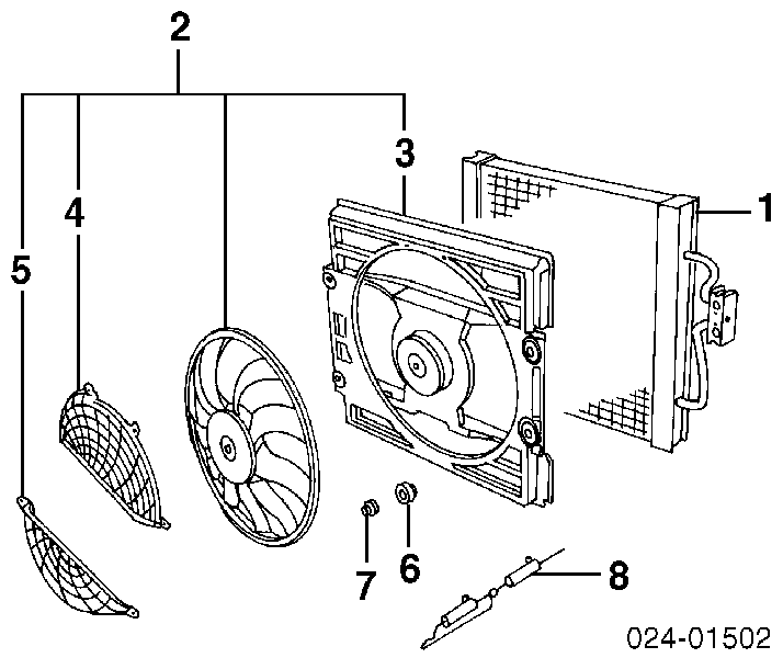 201623W3 Polcar Difusor do radiador de aparelho de ar condicionado, montado com roda de aletas e o motor