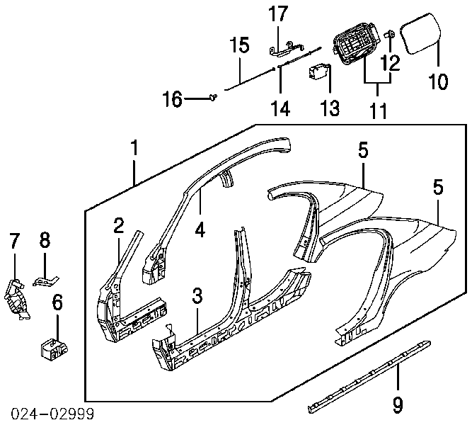 Acesso externo direito para BMW 5  E60