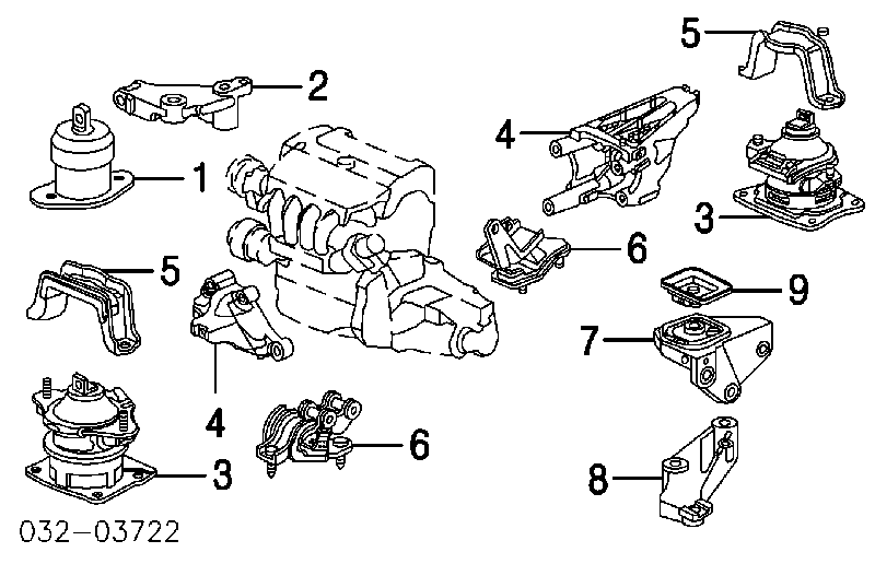 50870SEAE01 Honda Coxim (suporte) esquerdo de motor