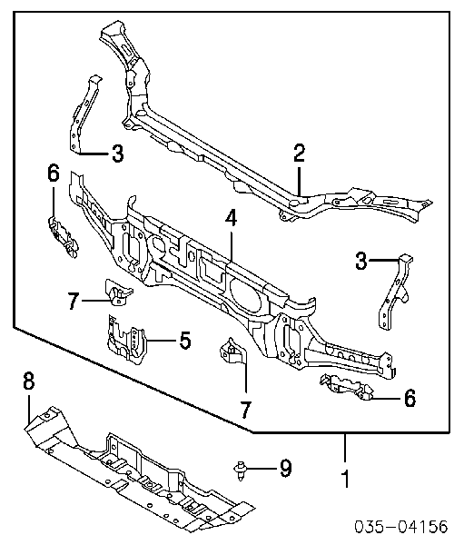 Suporte do radiador montado (painel de montagem de fixação das luzes) para Mazda RX-8  SE