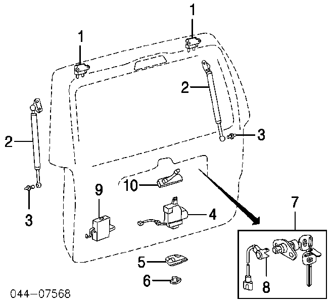 6881021050 Toyota Gozno da porta traseira (de 3º/5º bagageiro)