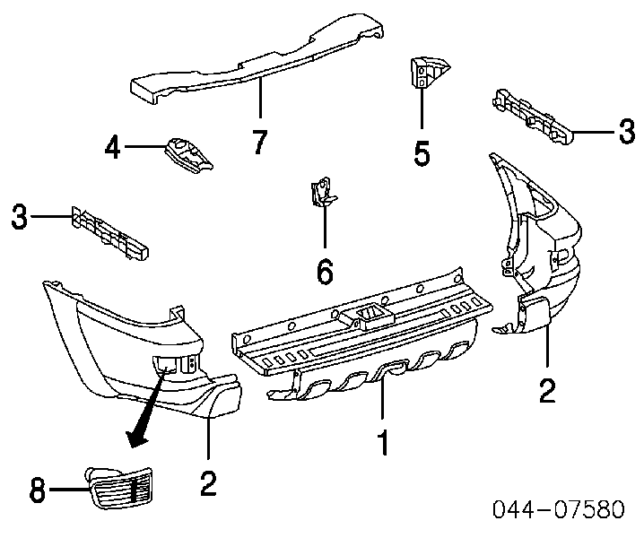 Consola do pára-choque traseiro Toyota Land Cruiser PRADO ASIA J12