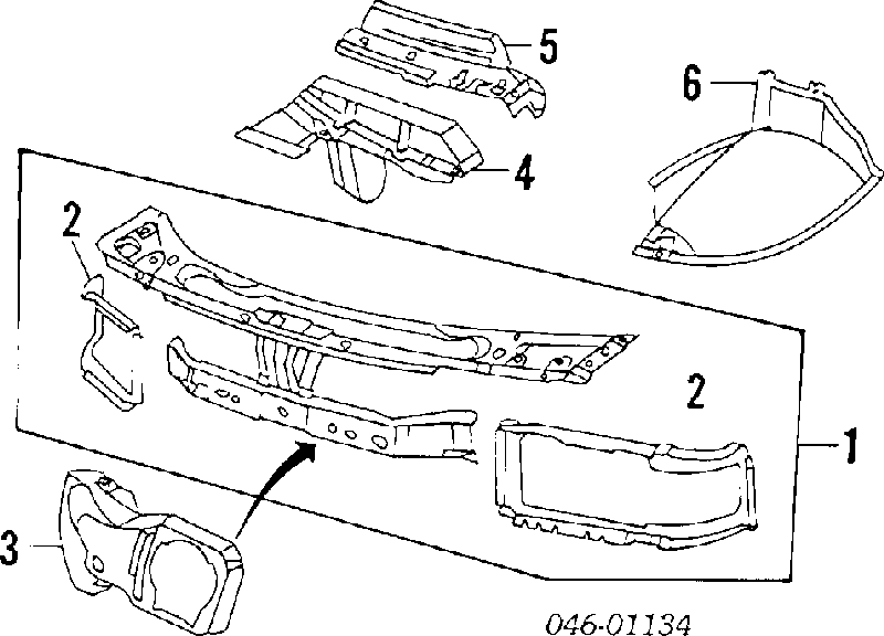 Suporte do radiador montado (painel de montagem de fixação das luzes) Volkswagen Passat B3, B4 3A2, 351, 312