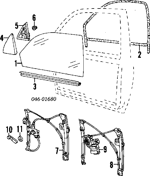 Mecanismo de acionamento de vidro da porta dianteira direita Volkswagen Golf 3 1H5