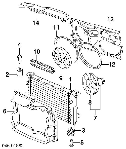 3A0121253AB VAG Radiador de esfriamento de motor
