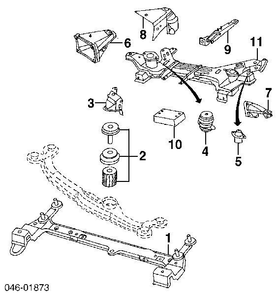 1H0199354H VAG Consola de coxim (apoio) traseira de motor