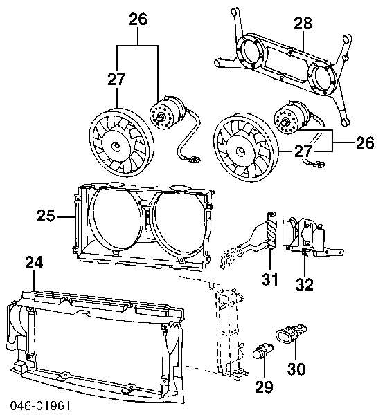 7D0959455M VAG Ventilador elétrico de esfriamento montado (motor + roda de aletas)