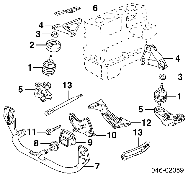 8D0199306G VAG Consola de coxim (apoio) direita de motor