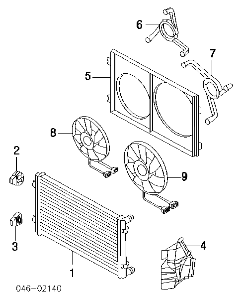 6X0959455C VAG Ventilador elétrico de esfriamento montado (motor + roda de aletas)