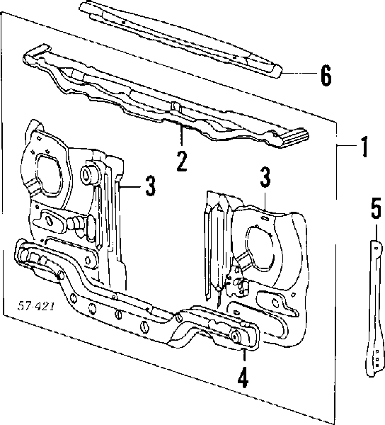 Suporte do radiador montado (painel de montagem de fixação das luzes) Mitsubishi L 200 II pick-up (K4T) (1986 - 1996) II