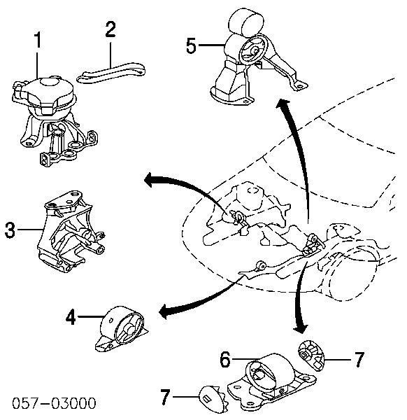 MR589152 Mitsubishi Coxim (suporte) dianteiro de motor