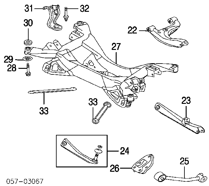 MN150566 Mitsubishi Braço oscilante de suspensão traseira transversal