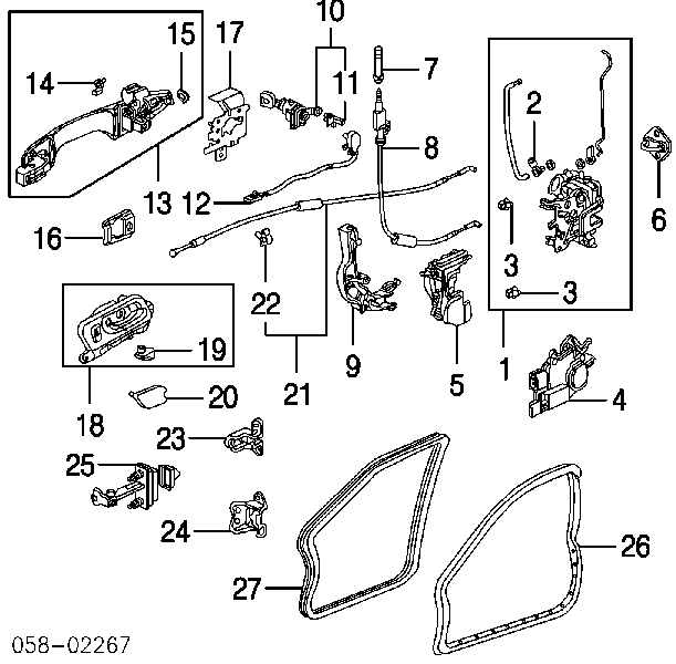 72112SEAG01 Honda Fecho da porta dianteira direita