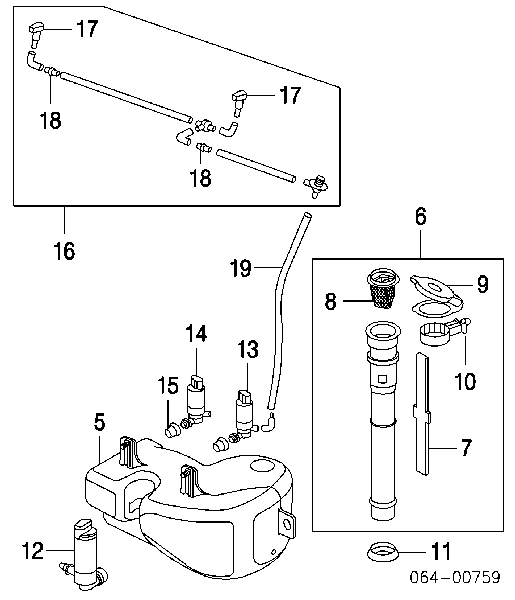 Tanque de fluido para lavador de vidro para Land Rover Discovery II LJ ,LT