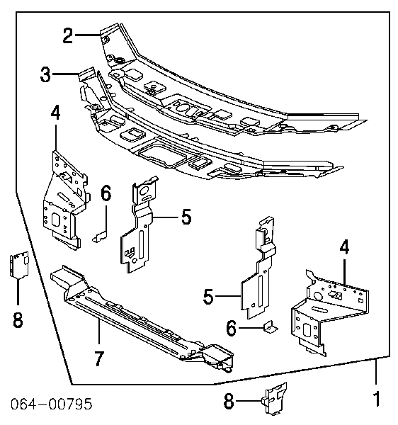 Suporte do radiador montado (painel de montagem de fixação das luzes) para Land Rover Freelander I L314
