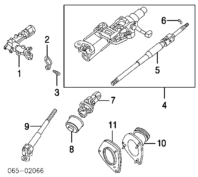 4520248060 Toyota Veio da coluna de direção inferior