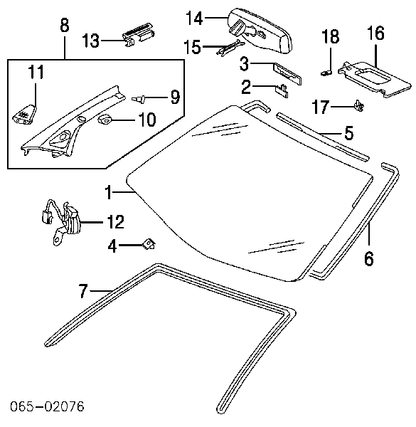 7553348100 Toyota Moldura de pára-brisas