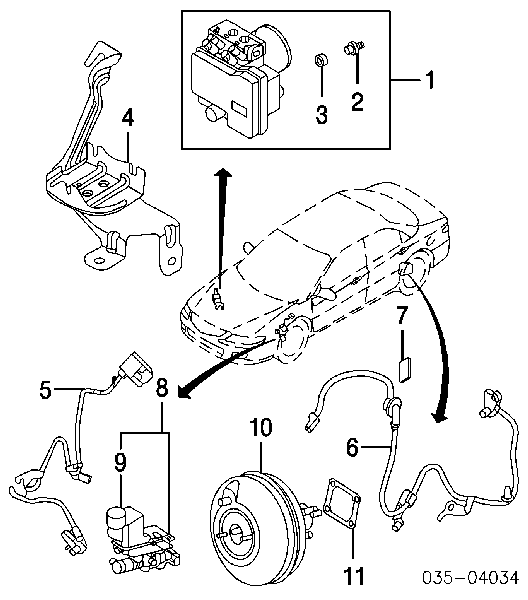 GJ6A4372YB Mazda Sensor ABS traseiro esquerdo