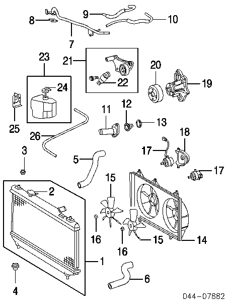 1636121080 Toyota Difusor do radiador de aparelho de ar condicionado