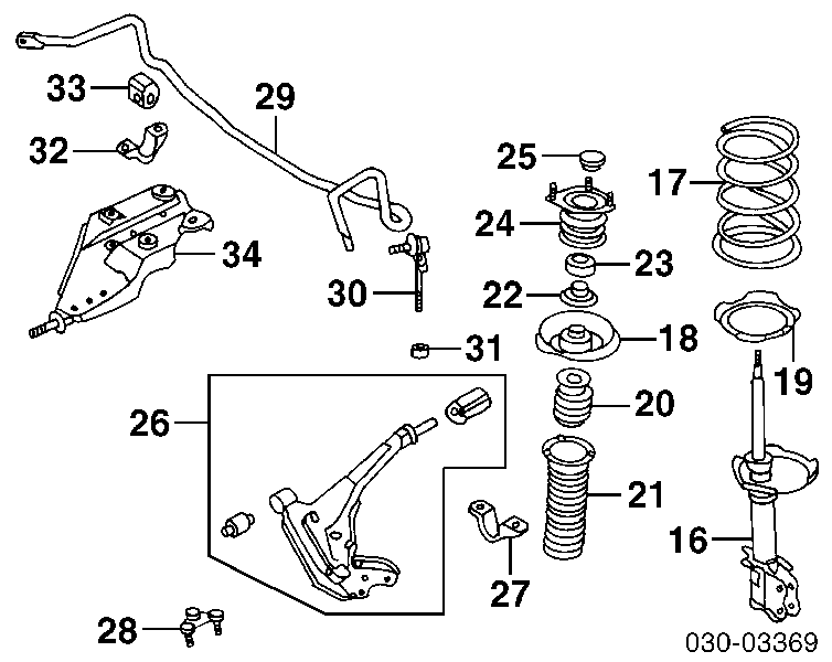 9602988 AYD Montante de estabilizador dianteiro
