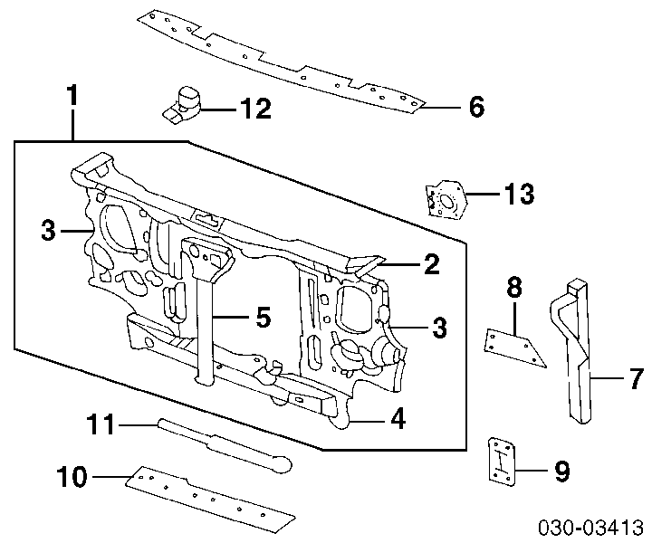 Suporte do radiador montado (painel de montagem de fixação das luzes) para Nissan Terrano I WD21