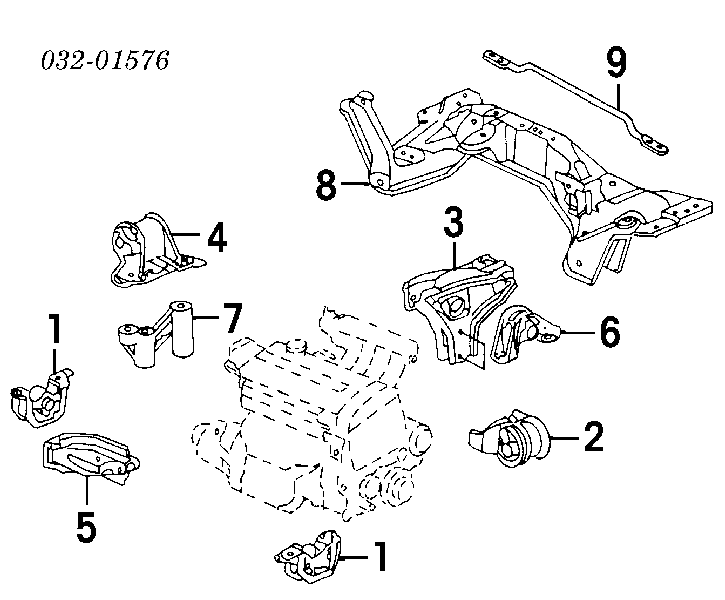 Coxim de transmissão (suporte da caixa de mudança) para Honda Civic V EG, EH