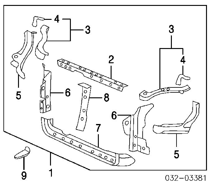 Suporte do radiador montado (painel de montagem de fixação das luzes) Honda CR-V II RD
