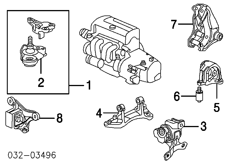 RU4077 Japan Parts Coxim (suporte) direito de motor