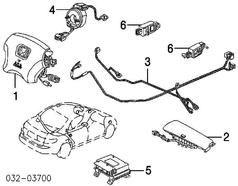 77900SDAY21 Honda Anel AIRBAG de contato, cabo plano do volante