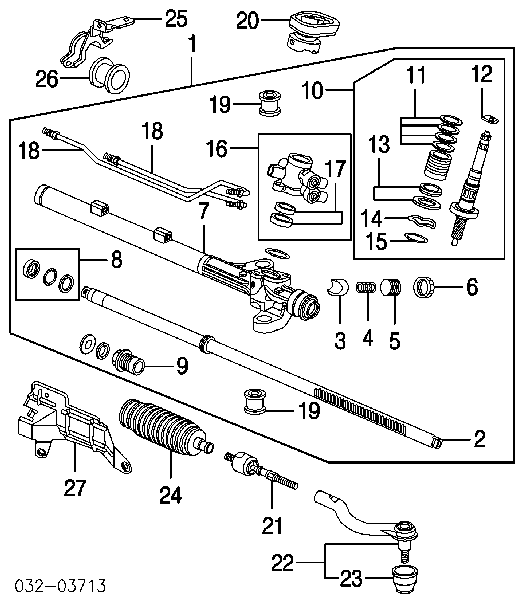 06535S50003 Honda Bucim da árvore vertical da cremalheira da direção, kit