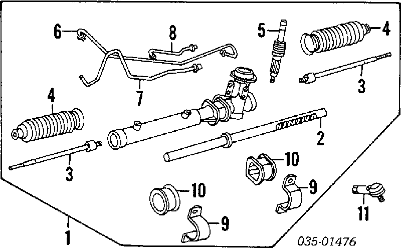 B45632125 Mazda Bota de proteção do mecanismo de direção (de cremalheira)