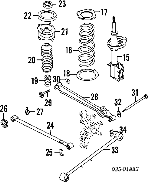 GA2A28380A Mazda Suporte de amortecedor traseiro direito