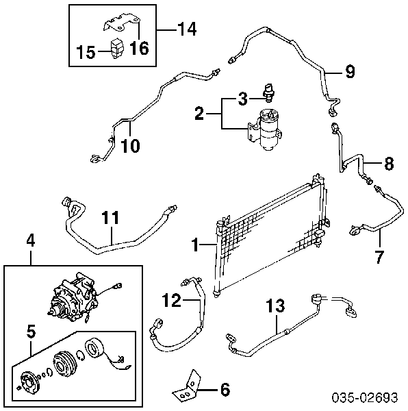 BC1M61480 Mazda Radiador de aparelho de ar condicionado