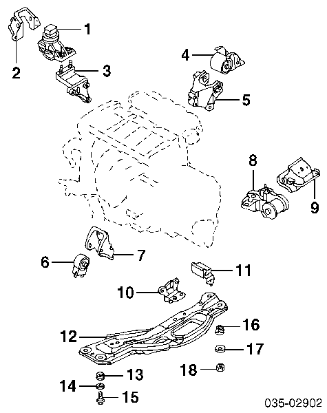 GA2E39100A Mazda Coxim (suporte) inferior de motor