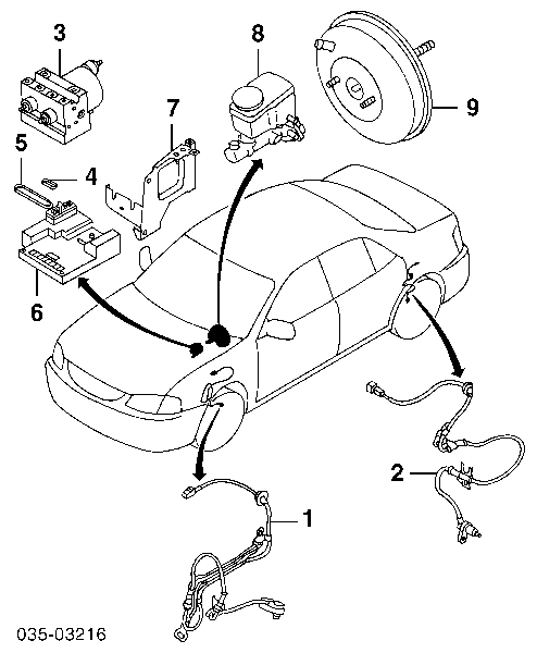 B25D4373XG Mazda Sensor ABS dianteiro esquerdo