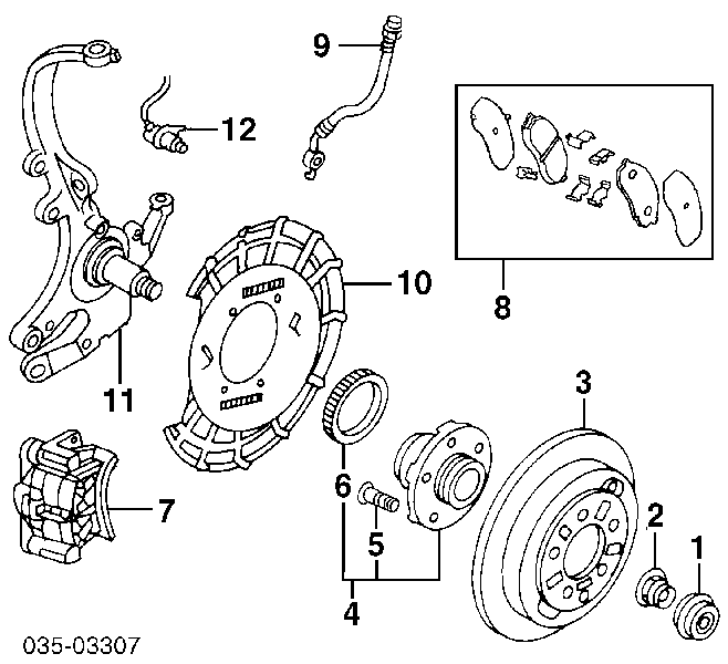 TAY22643Z Mazda Sapatas do freio traseiras de disco
