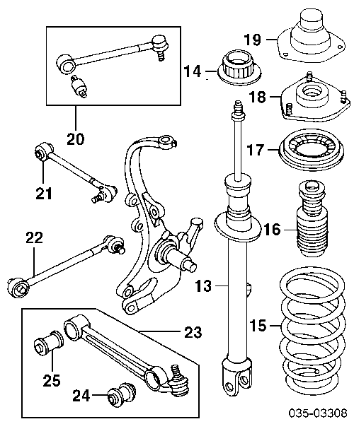 T00128D00B Mazda Braço oscilante superior esquerdo/direito de suspensão traseira