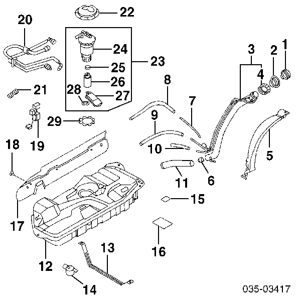 GY0113ZE0 Mazda Filtro de combustível