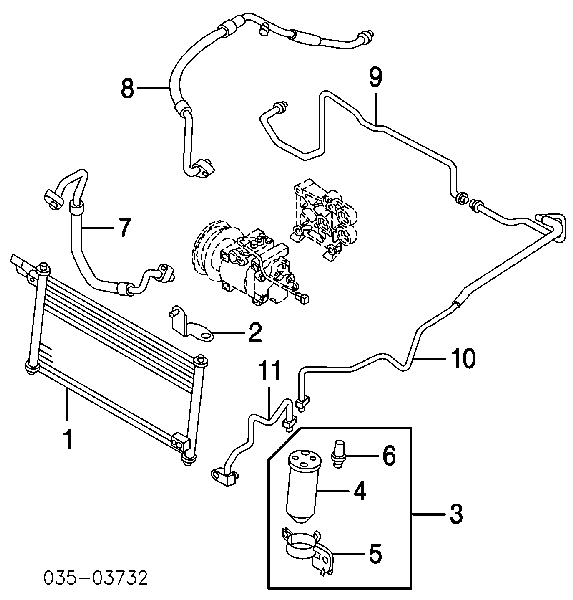 B25F61480B Mazda Radiador de aparelho de ar condicionado