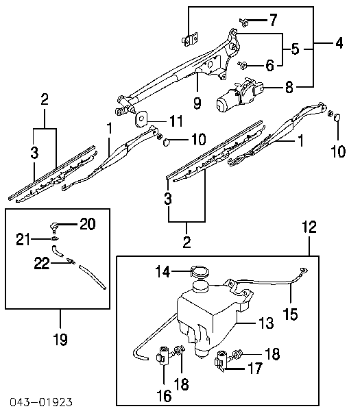 Tanque de fluido para lavador de vidro para Subaru Impreza II GD
