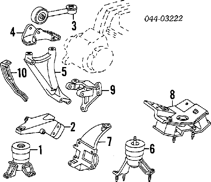 Coxim de transmissão (suporte da caixa de mudança) para Toyota Camry III V10